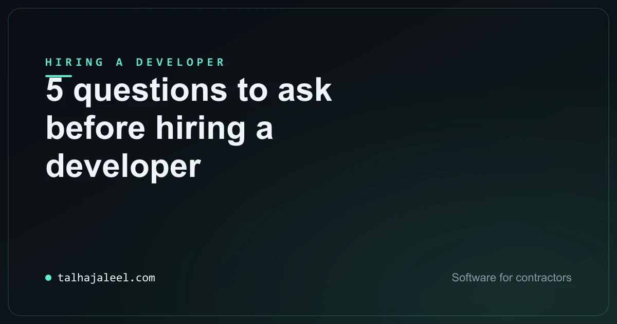 Questions to ask before hiring a developer for contractors cover