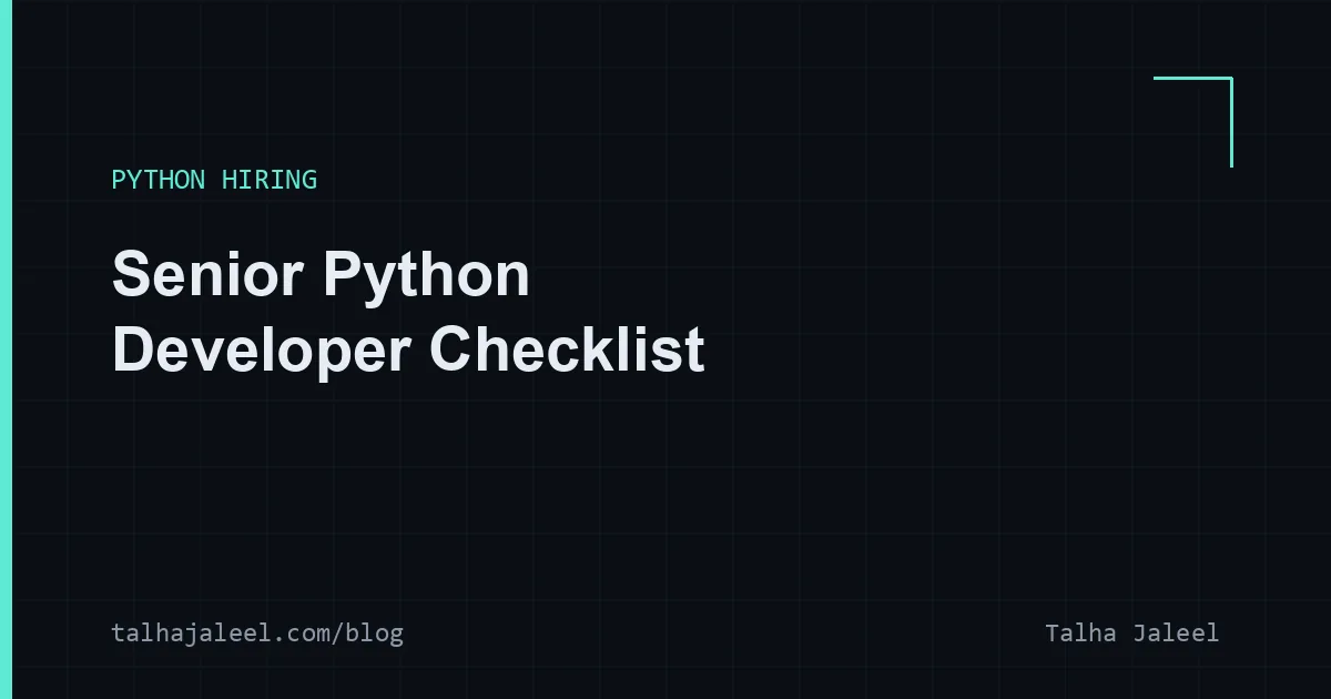 Hiring a senior Python developer checklist cover
